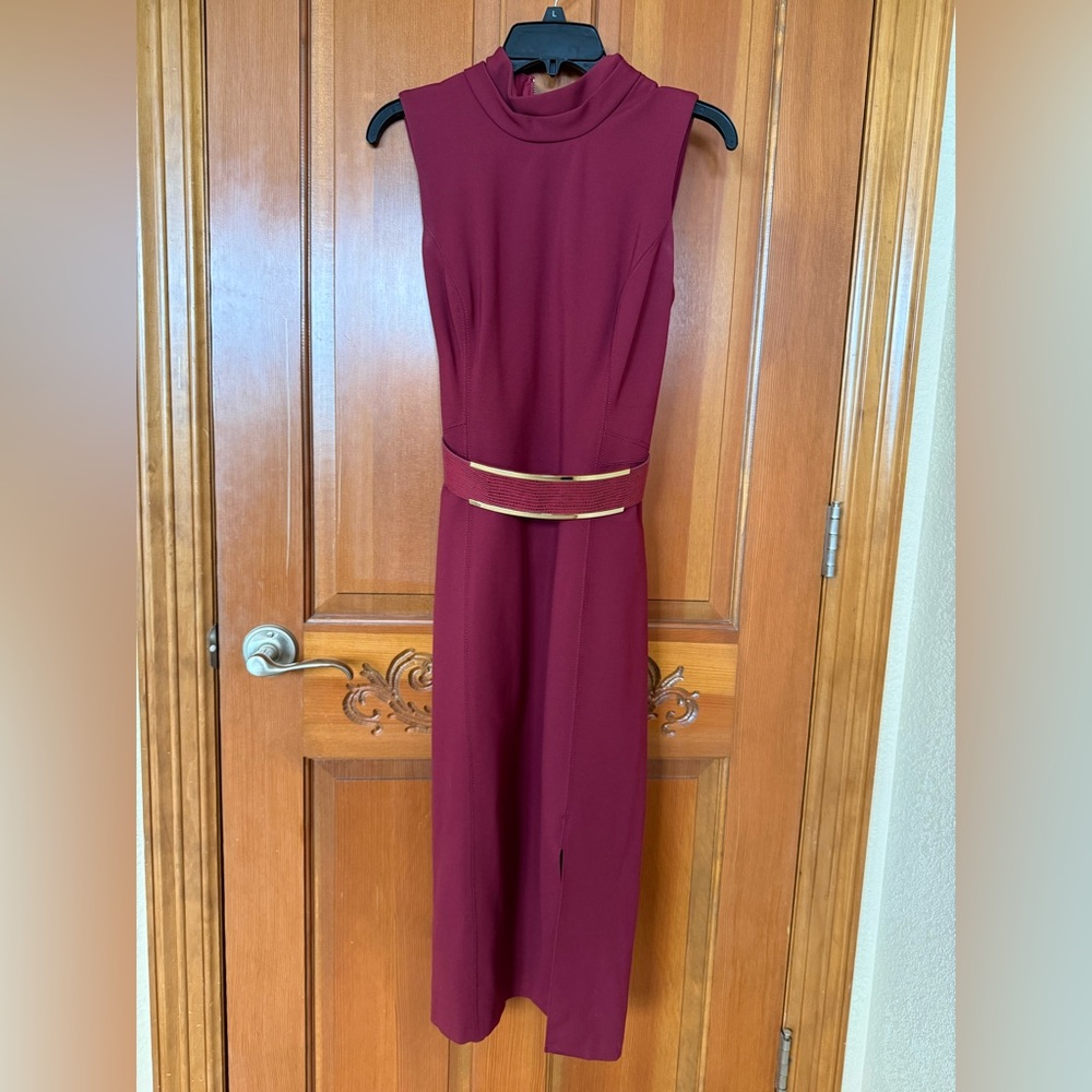 White House Black Market Burgundy Midi Dress